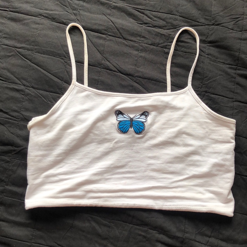 White tank top with butterfly